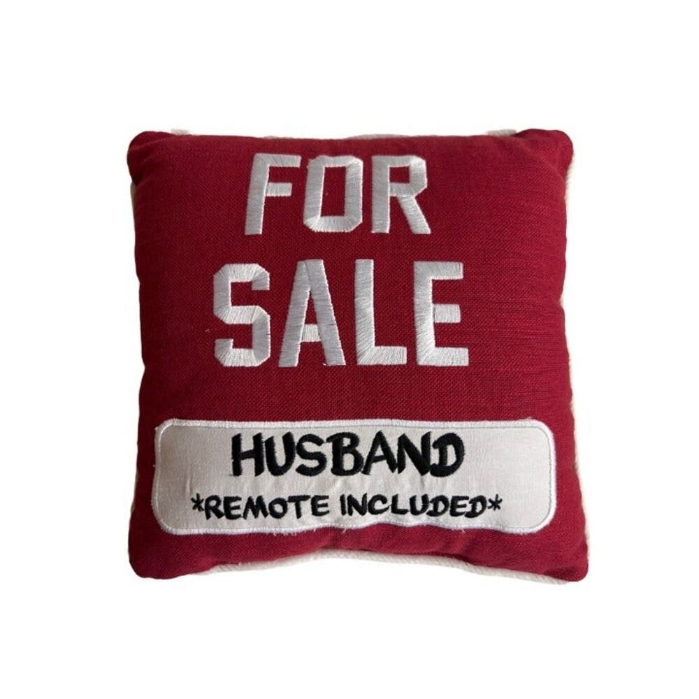 For Sale Funny Red/White Husband Remote Decorator Accent Pillow 9.5"